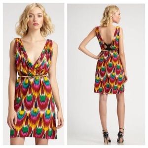 Alice + Olivia Alameda Ikat Printed Pleat Dress Size Medium